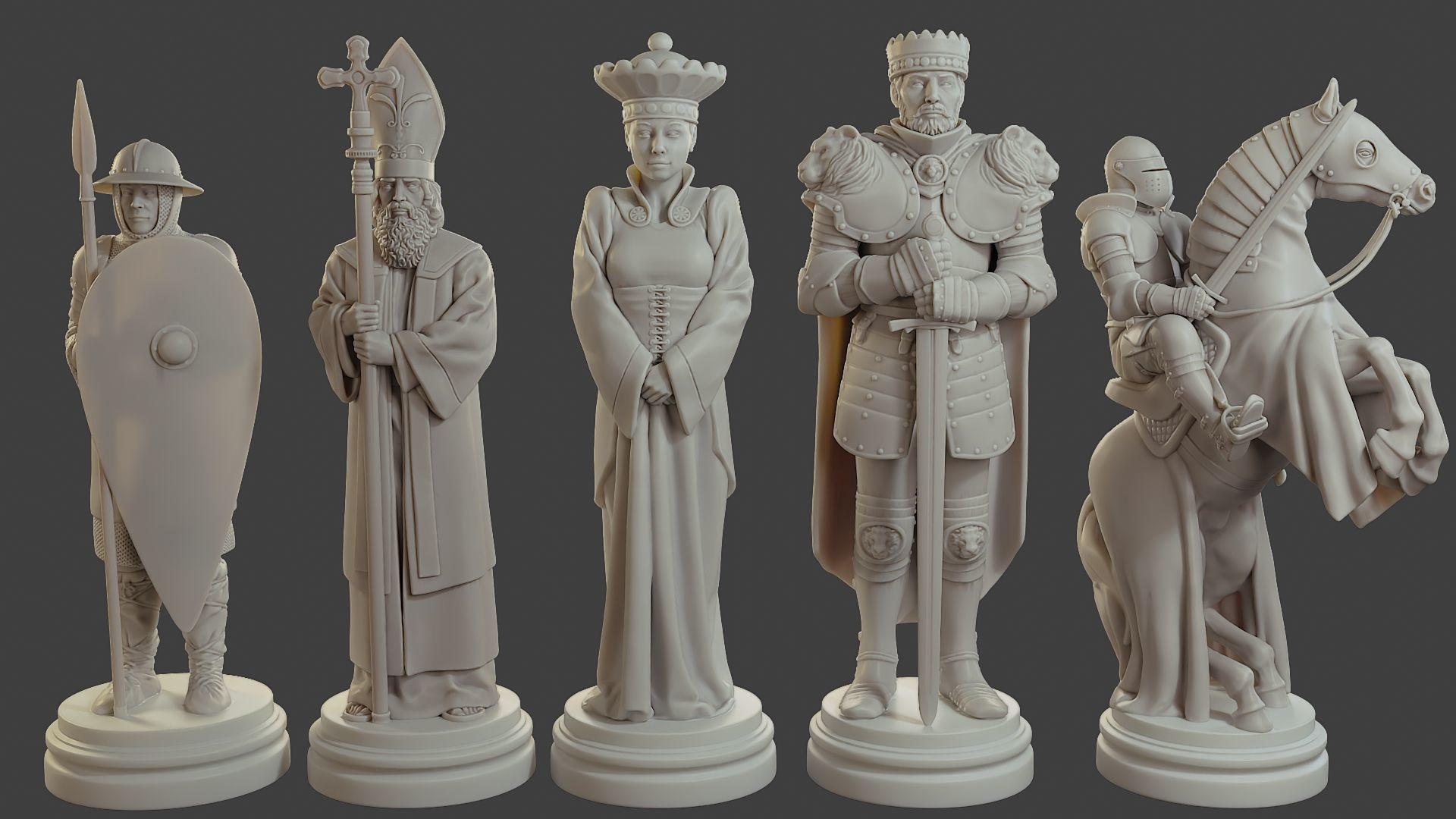 Medieval Crusader Chess Set MCCHS 1 3D print model_2