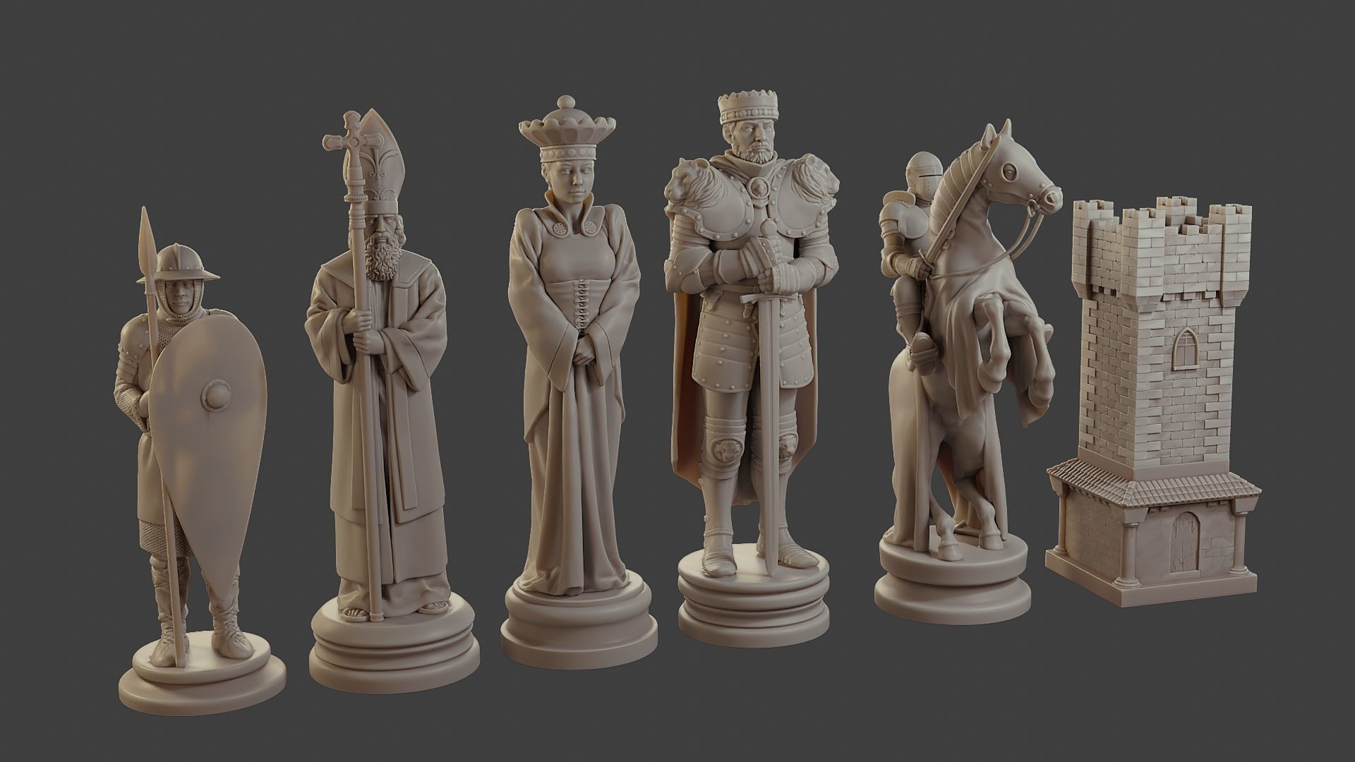 Medieval Crusader Chess Set MCCHS 1 3D print model_32