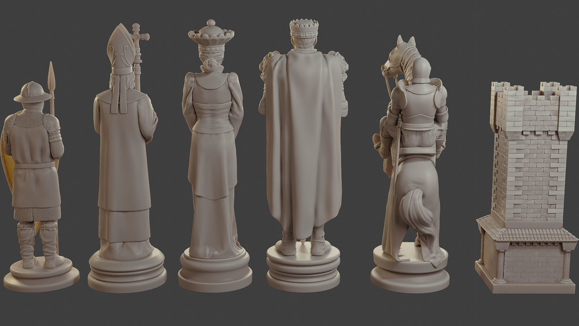 Medieval Crusader Chess Set MCCHS 1 3D print model_7