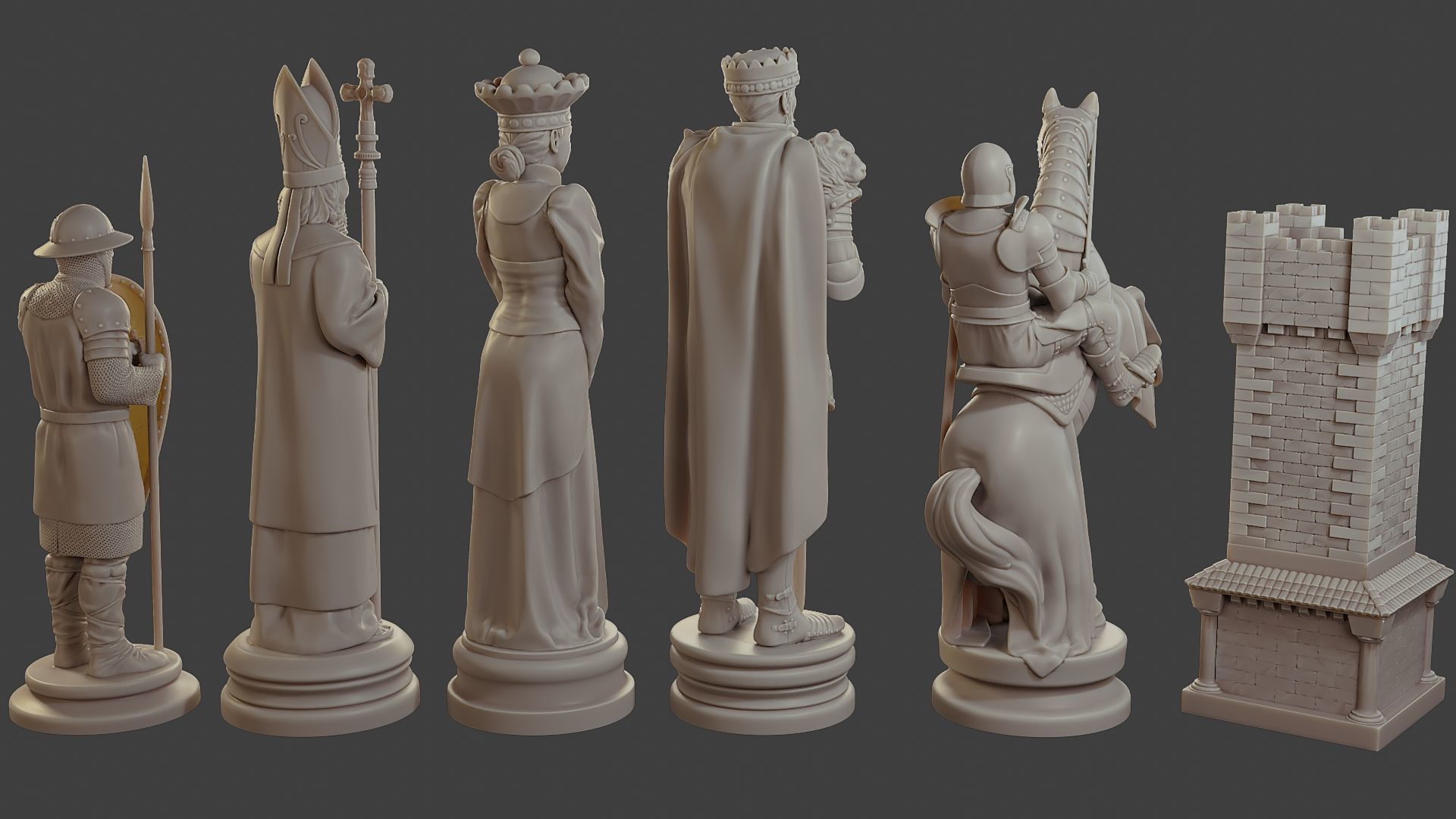 Medieval Crusader Chess Set MCCHS 1 3D print model_8
