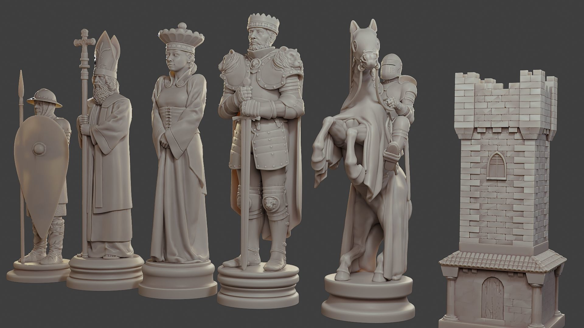 Medieval Crusader Chess Set MCCHS 1 3D print model_25