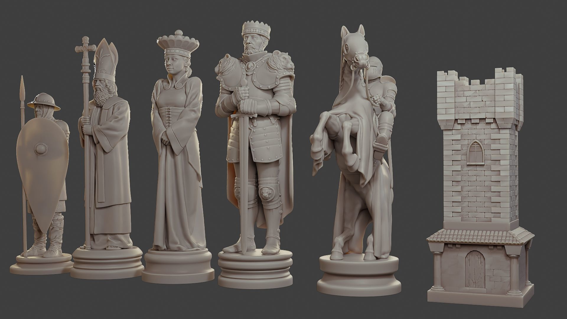 Medieval Crusader Chess Set MCCHS 1 3D print model_24