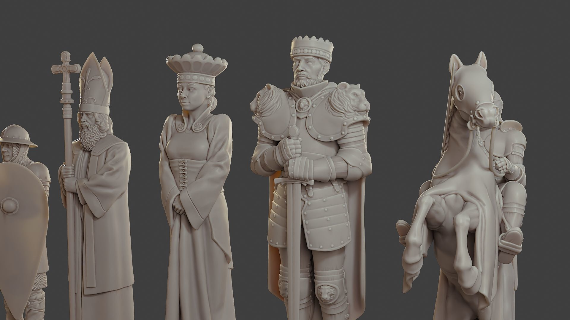 Medieval Crusader Chess Set MCCHS 1 3D print model_19
