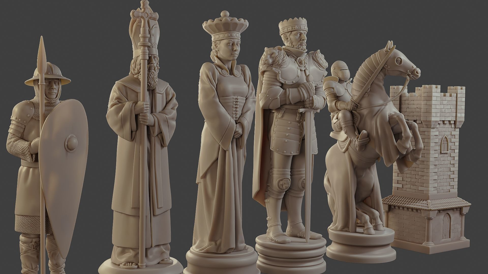Medieval Crusader Chess Set MCCHS 1 3D print model_26