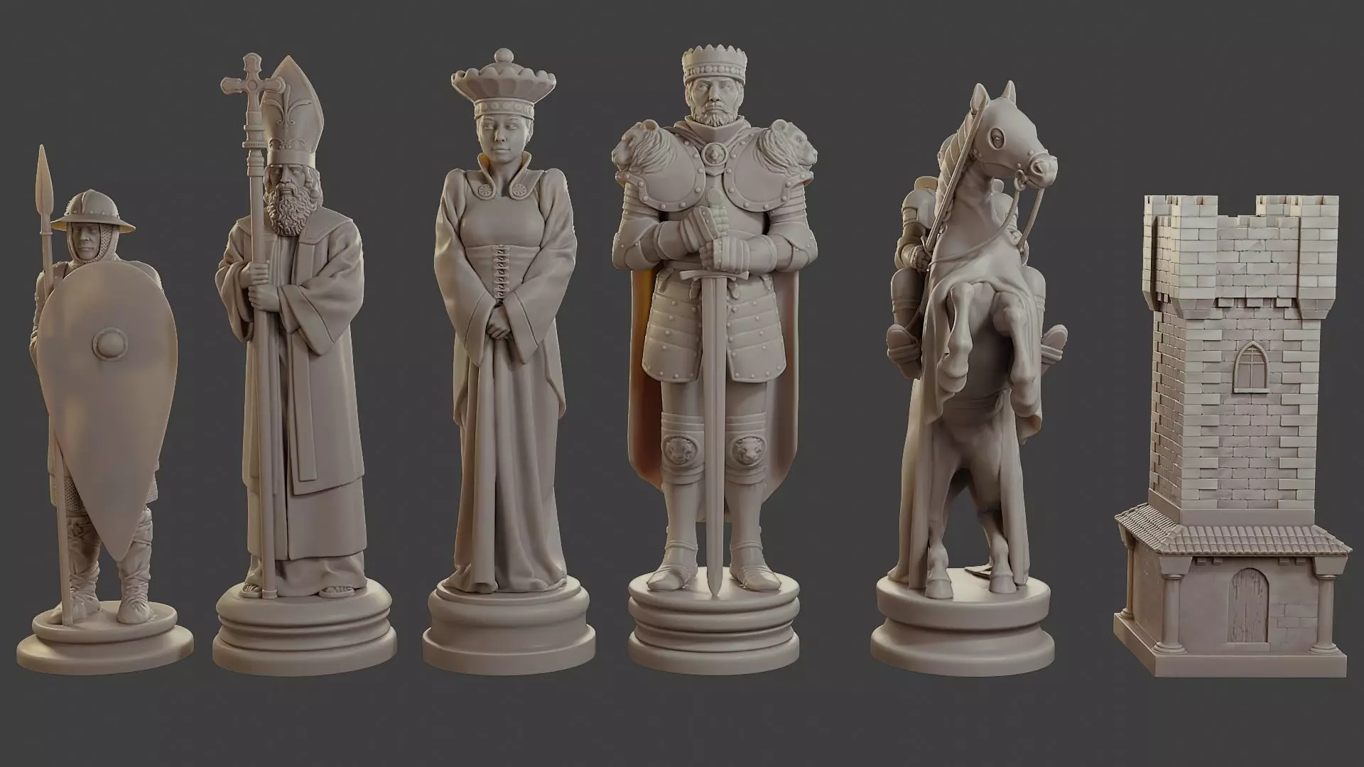 Medieval Crusader Chess Set MCCHS 1 3D print model_0