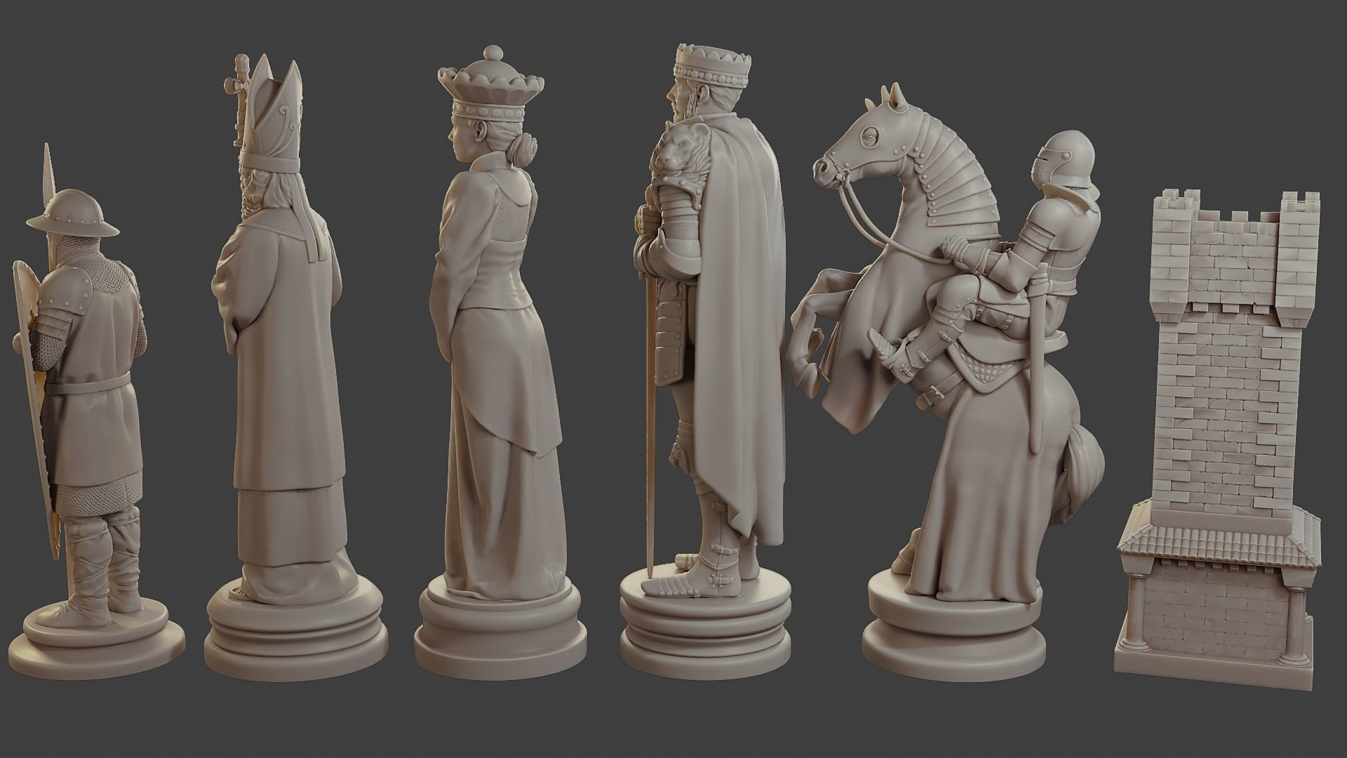 Medieval Crusader Chess Set MCCHS 1 3D print model_5