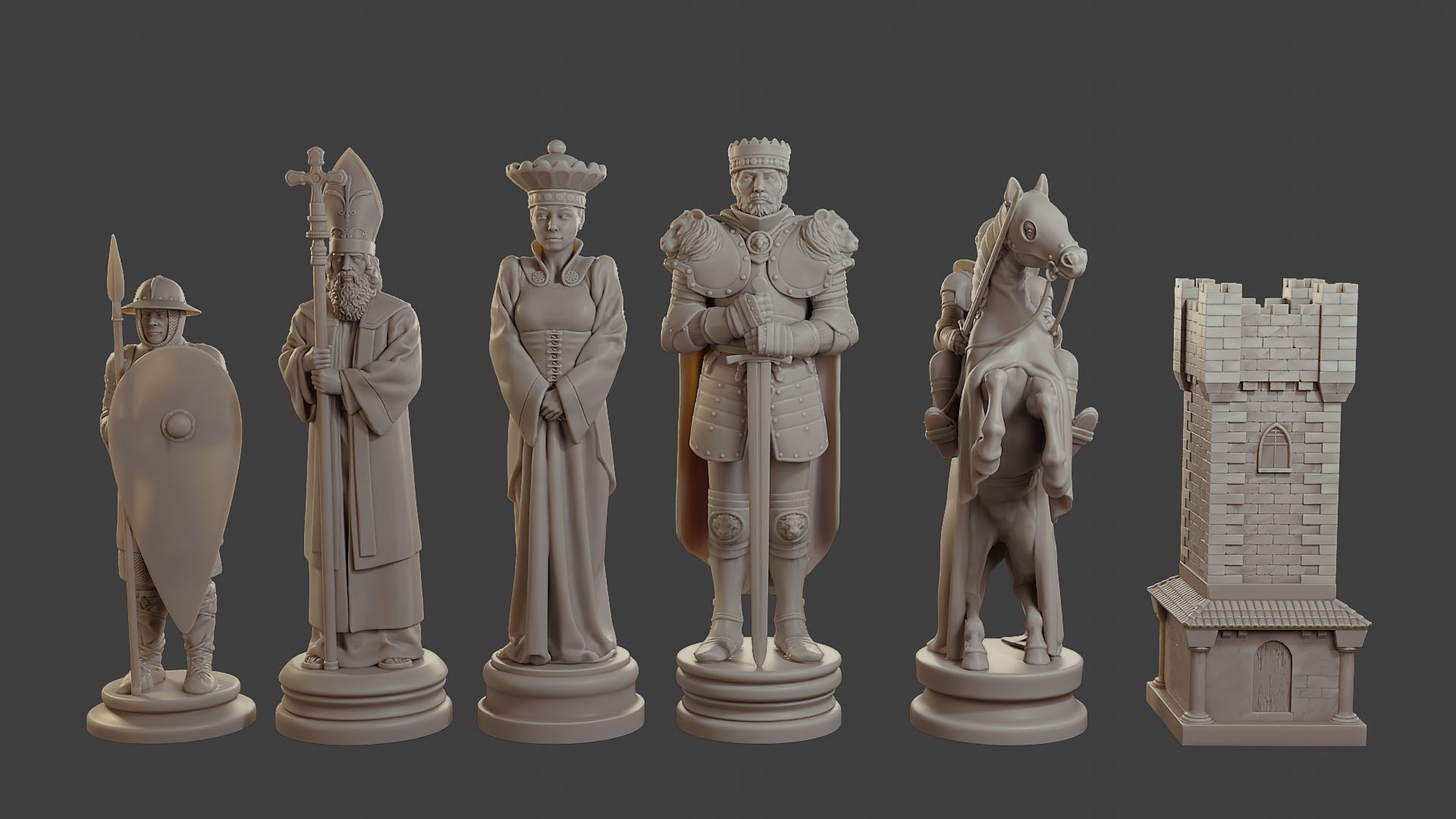 Medieval Crusader Chess Set MCCHS 1 3D print model_12
