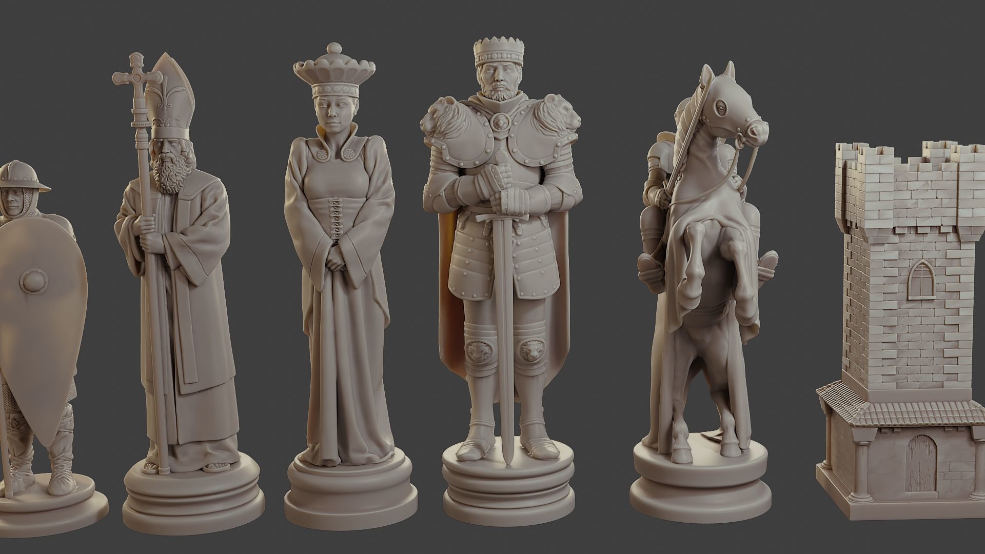 Medieval Crusader Chess Set MCCHS 1 3D print model_23