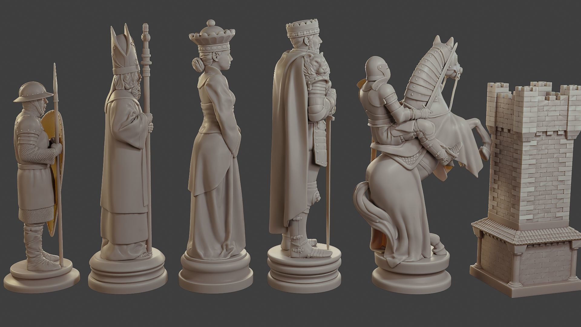 Medieval Crusader Chess Set MCCHS 1 3D print model_9