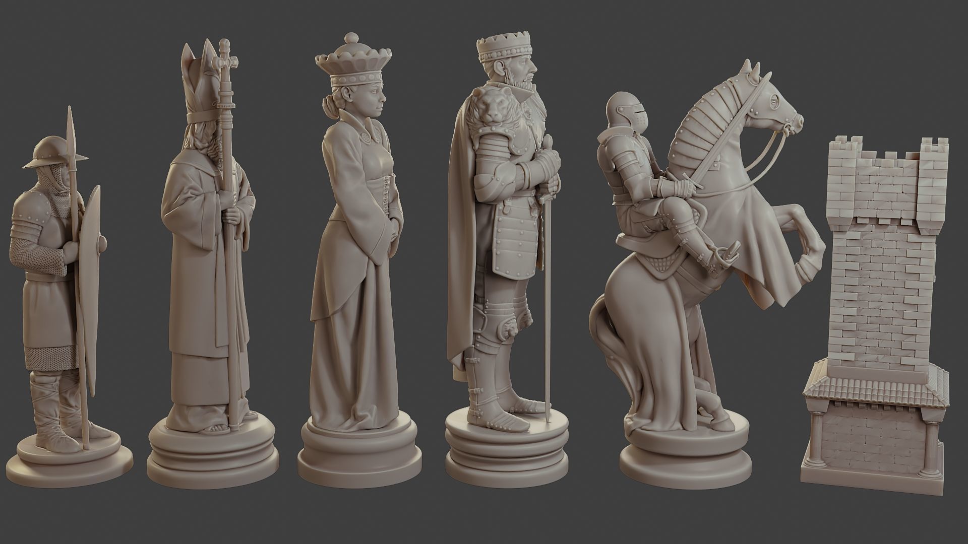 Medieval Crusader Chess Set MCCHS 1 3D print model_10
