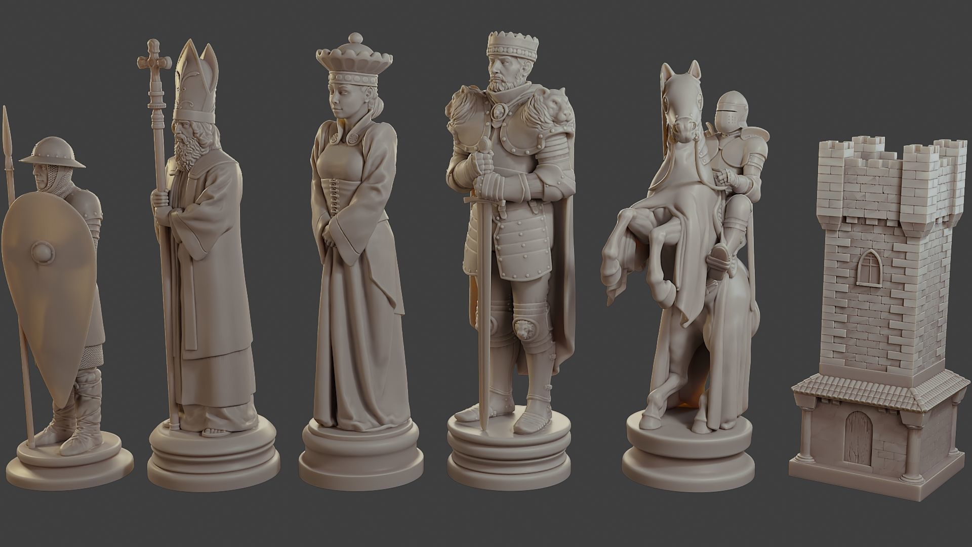 Medieval Crusader Chess Set MCCHS 1 3D print model_3