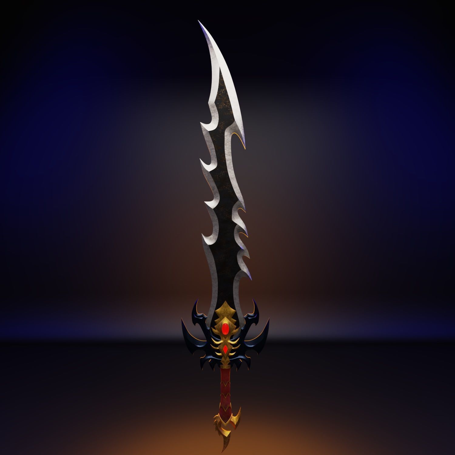 Black Sword Low-poly 3D model_8
