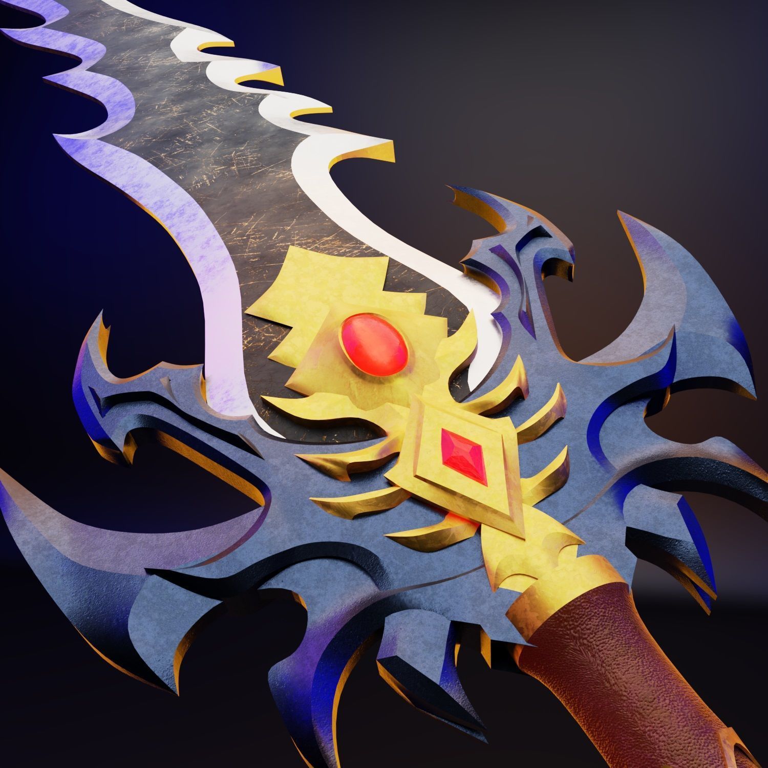 Black Sword Low-poly 3D model_2