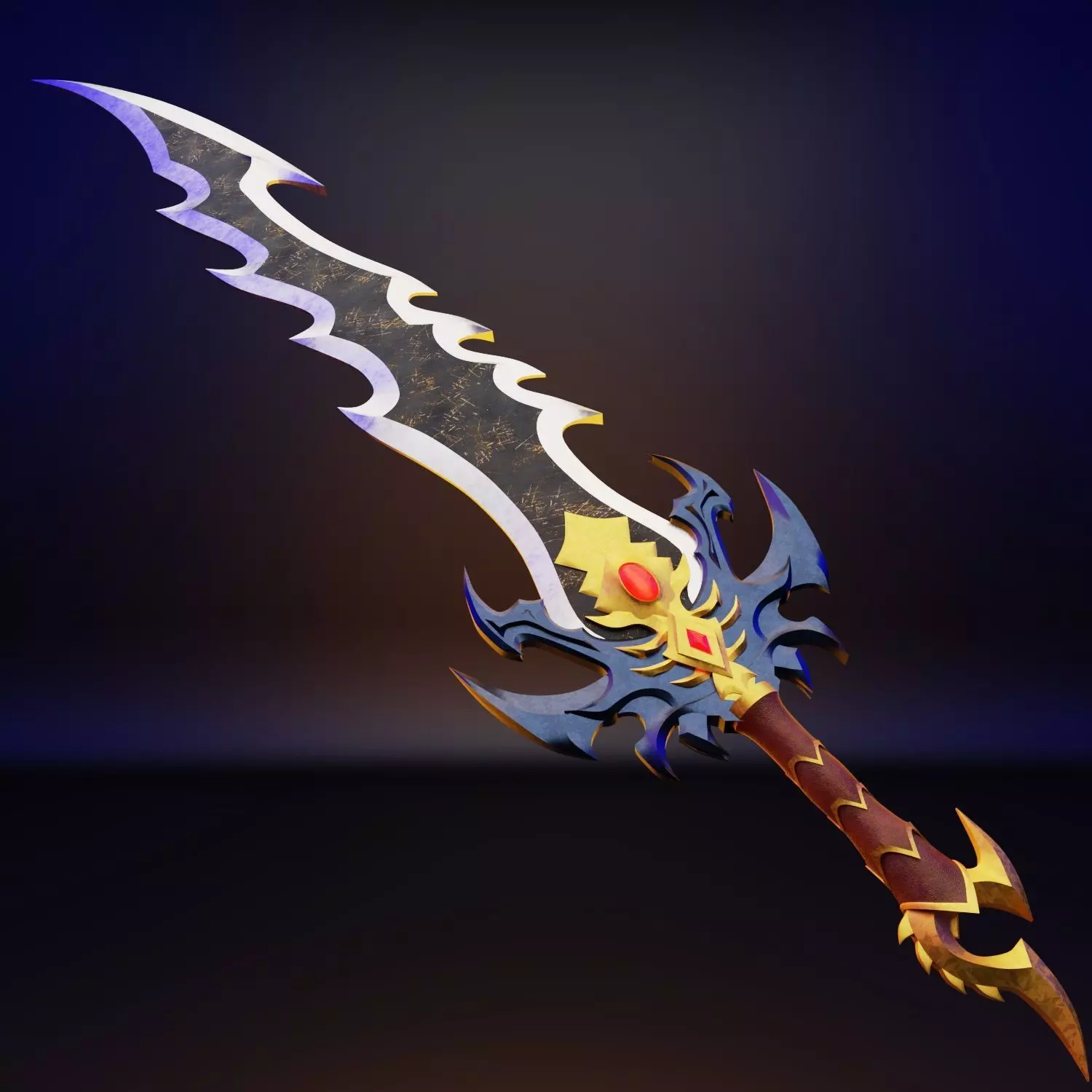 Black Sword Low-poly 3D model_0
