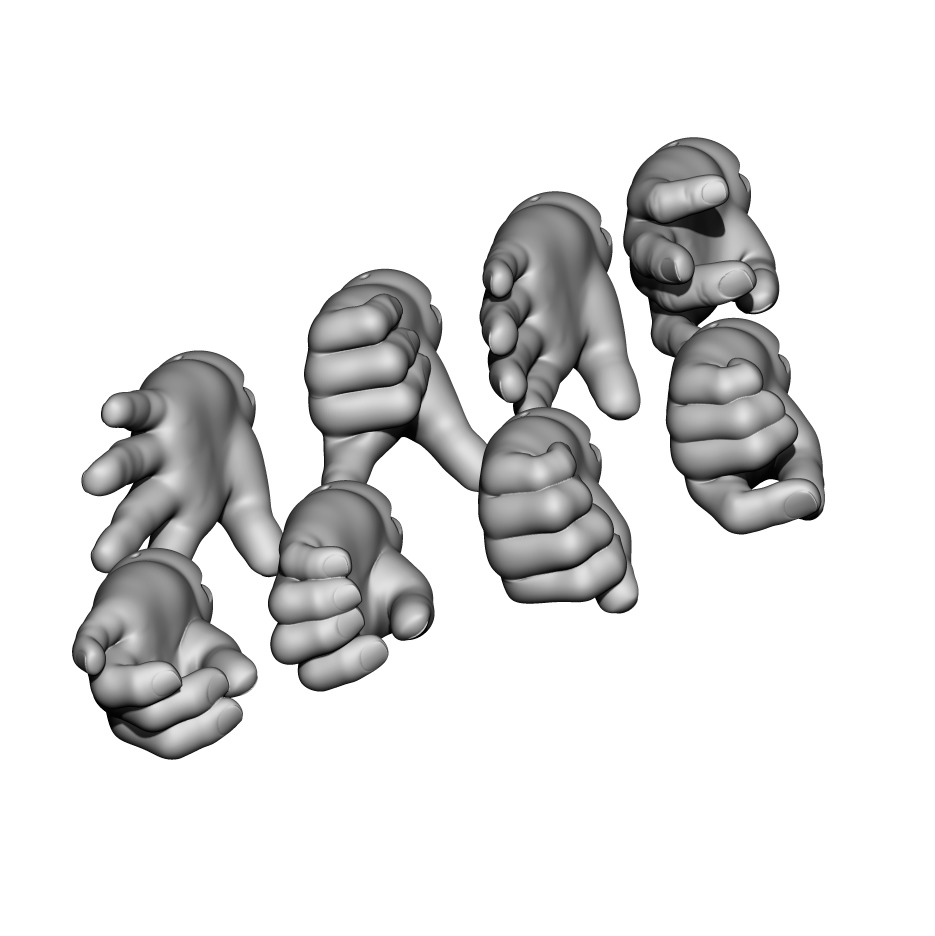 Bjd doll Set of hands 8 pairs feet 3 pairs 3D print model_8