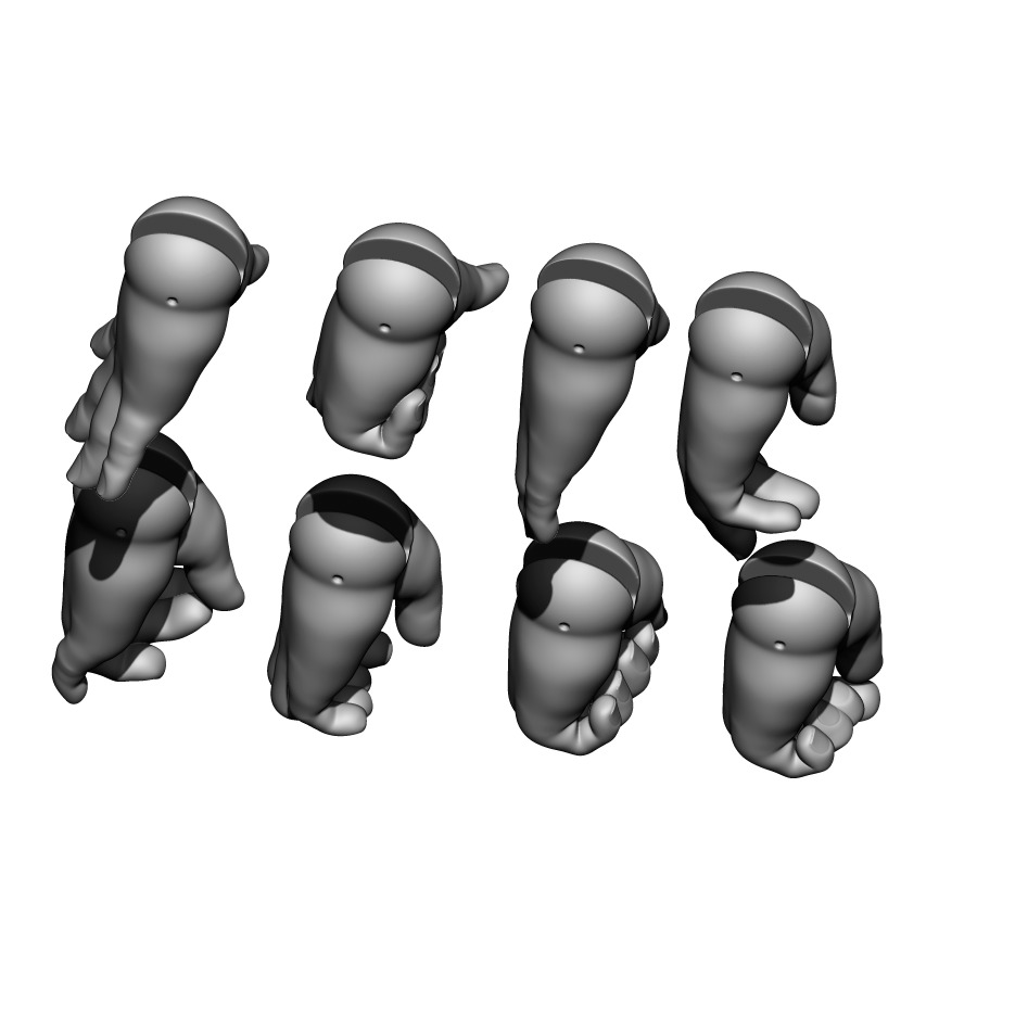 Bjd doll Set of hands 8 pairs feet 3 pairs 3D print model_7