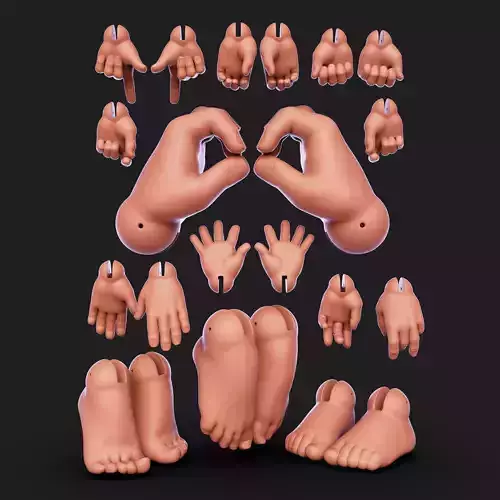 Bjd doll Set of hands 8 pairs  feet 3 pairs 3D print model
