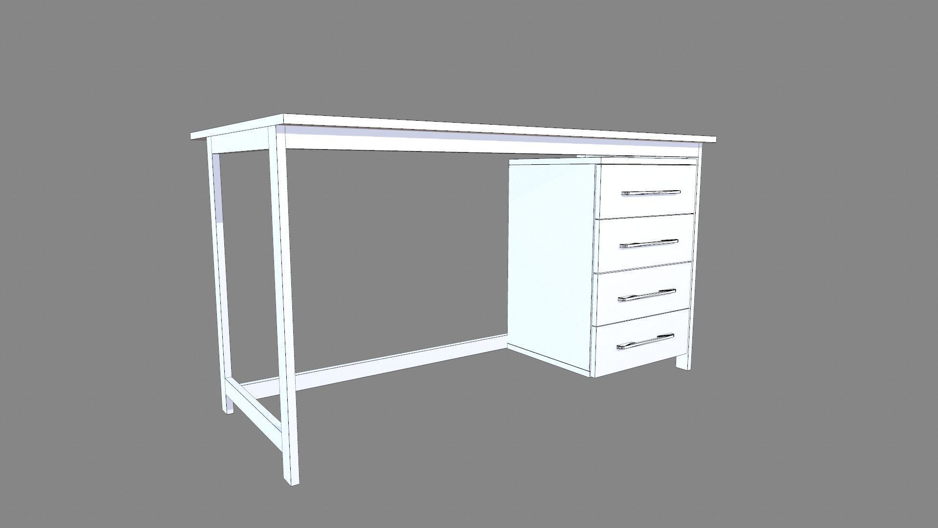 Office Desk Low-poly 3D model_9