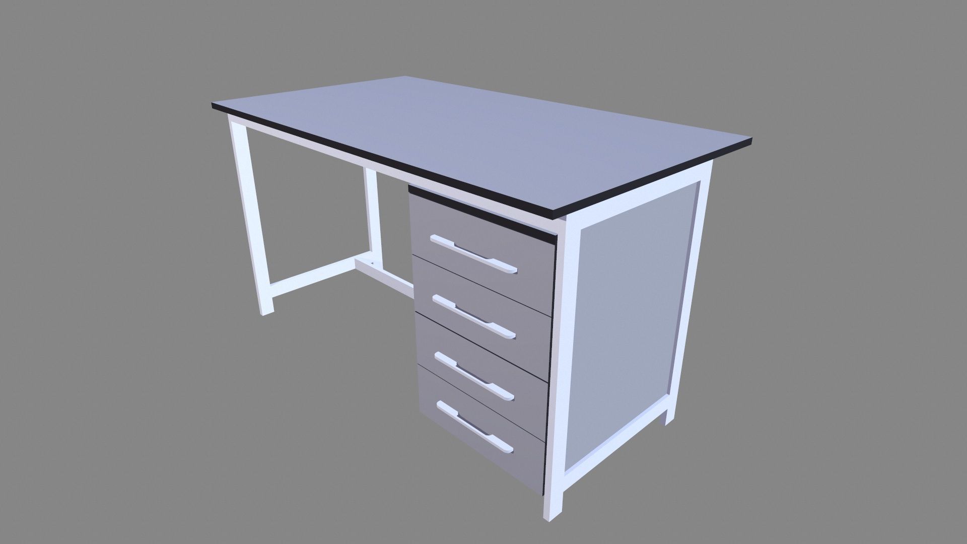 Office Desk Low-poly 3D model_3