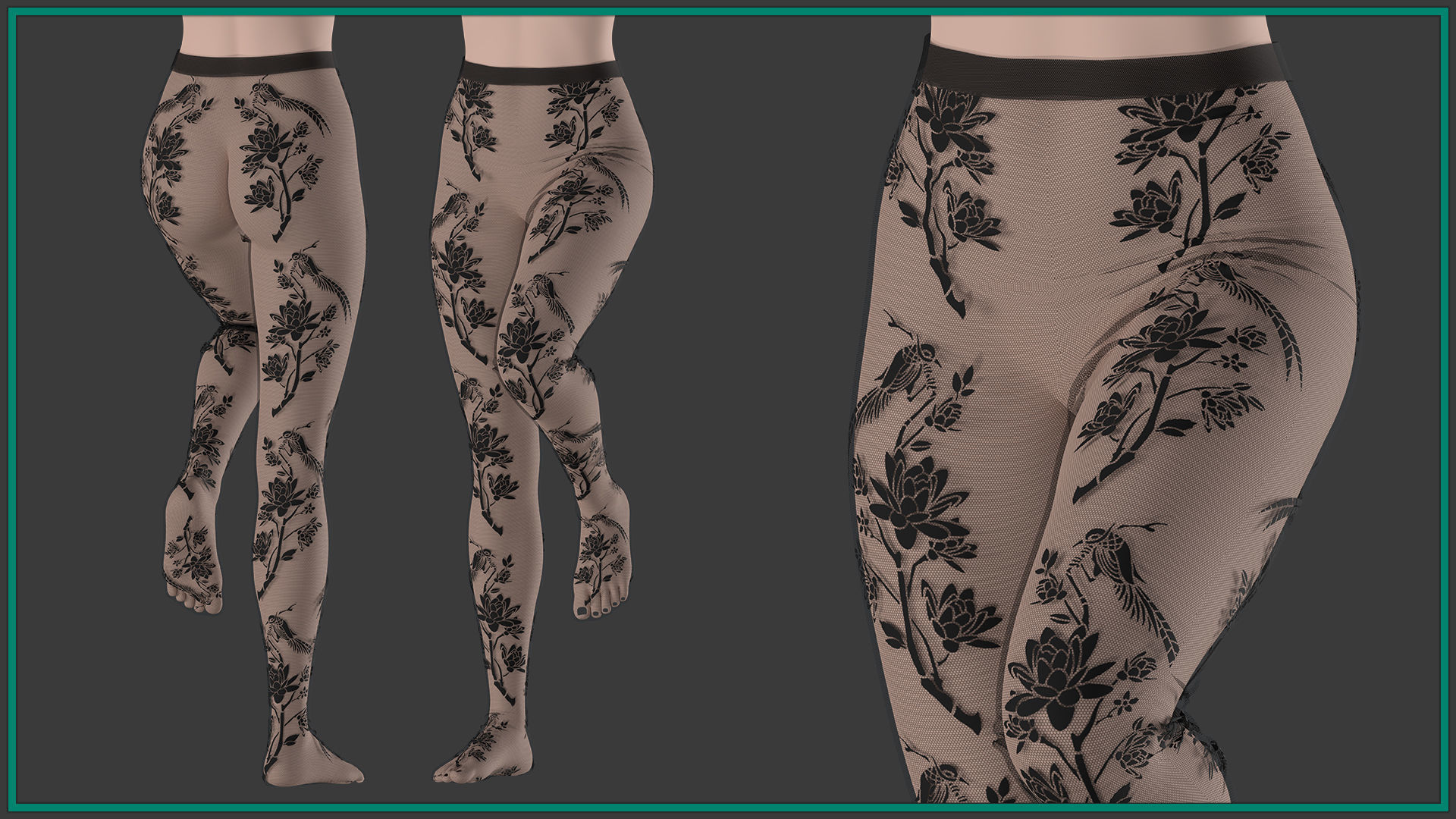 female pantyhose with 7texture Low-poly 3D model_4