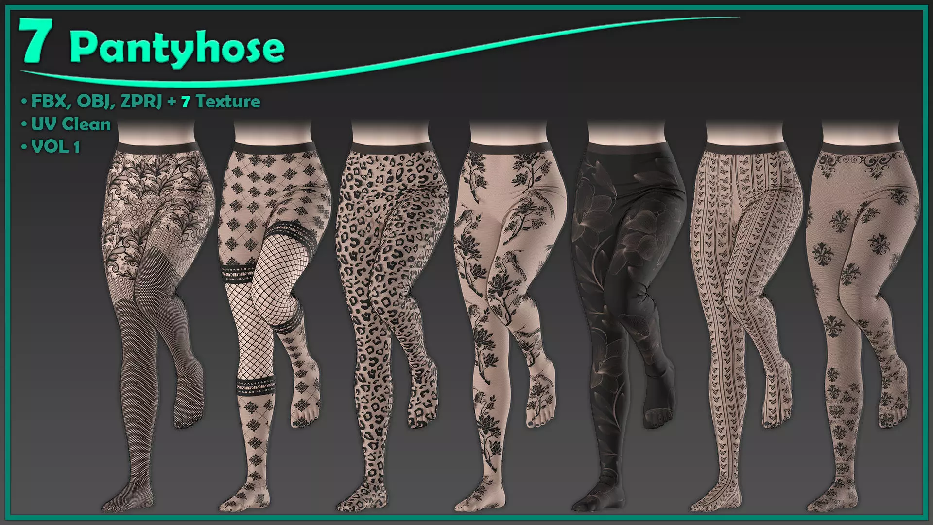female pantyhose with 7texture Low-poly 3D model_0