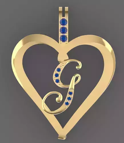 Alphabet Pendant - Letter G - Diamond-Studded 3D Model - P-7 3D print model