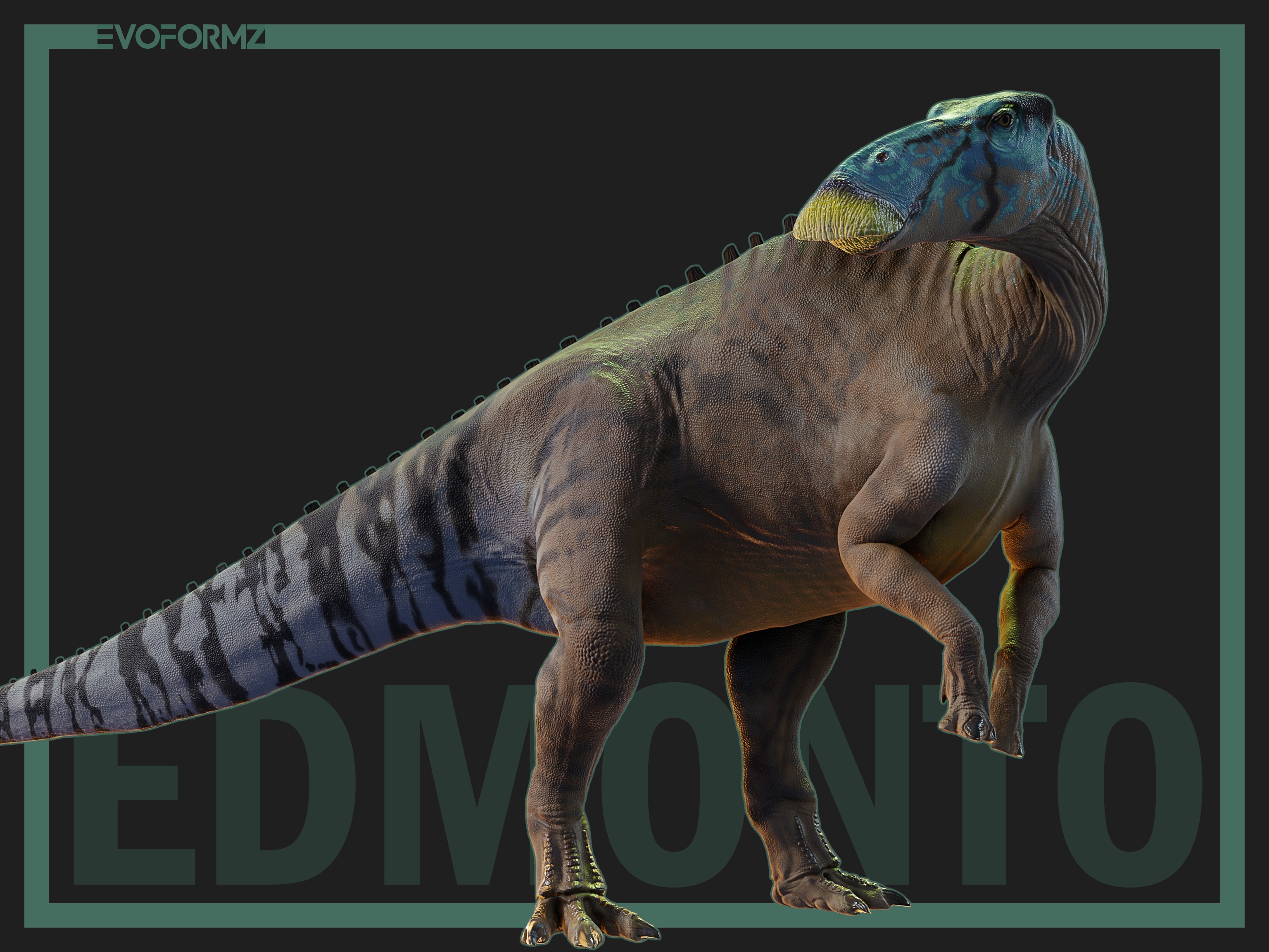 Edmontosaurus Jurassic Park High Poly 3D Model Blender Low-poly 3D model_3