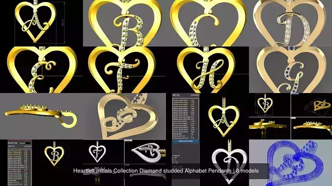 Heartfelt Initials Collection Diamond studded Alphabet Pendants 
