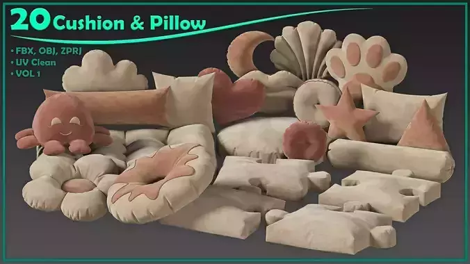 20 cushion and pillow 3D model