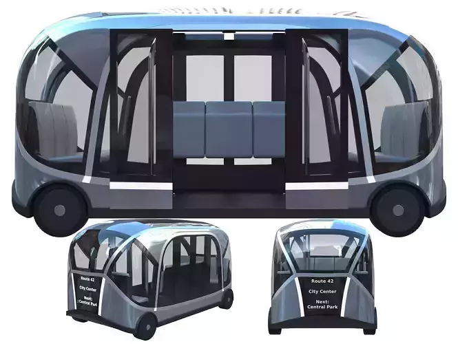 Autonomous City Shuttle Bus 3D model