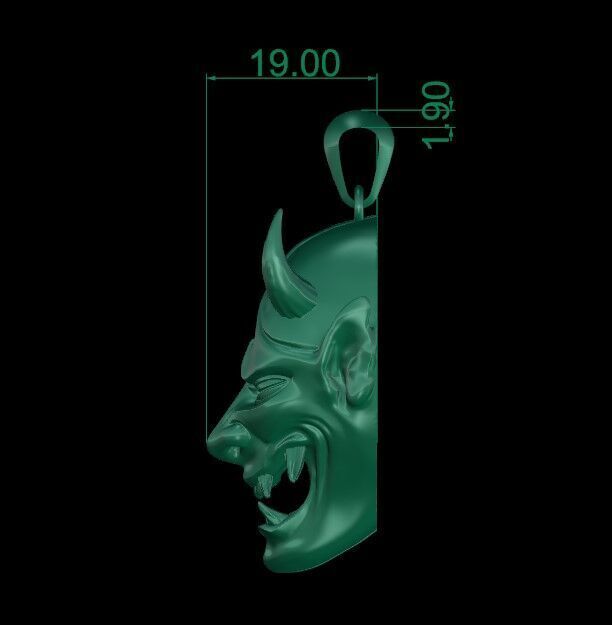 Pendant Oni  3D print model_10
