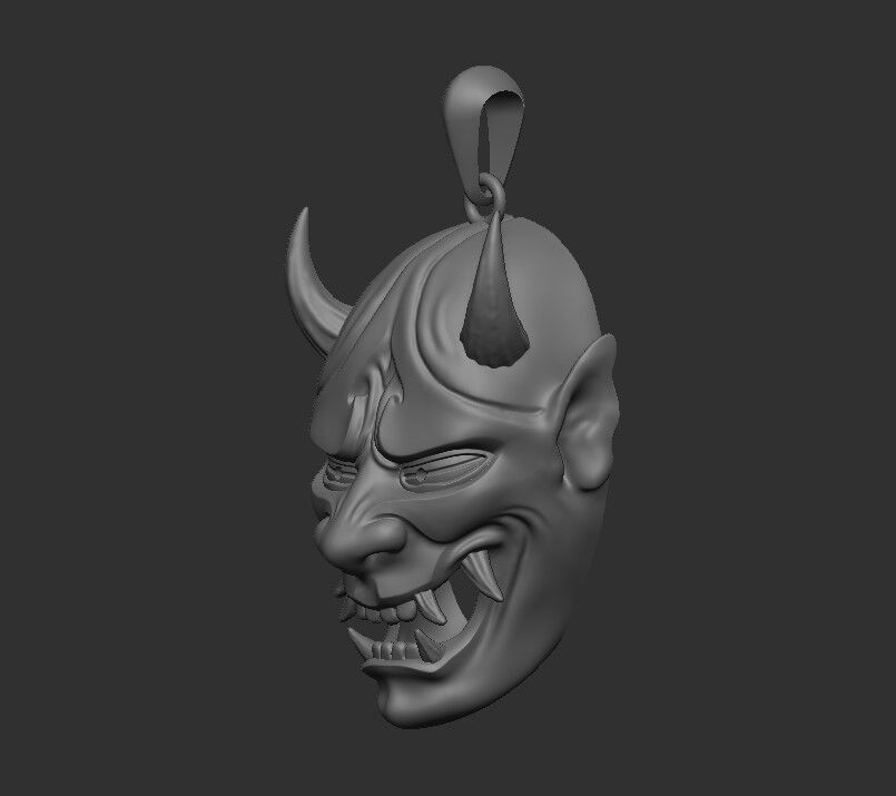 Pendant Oni  3D print model_6