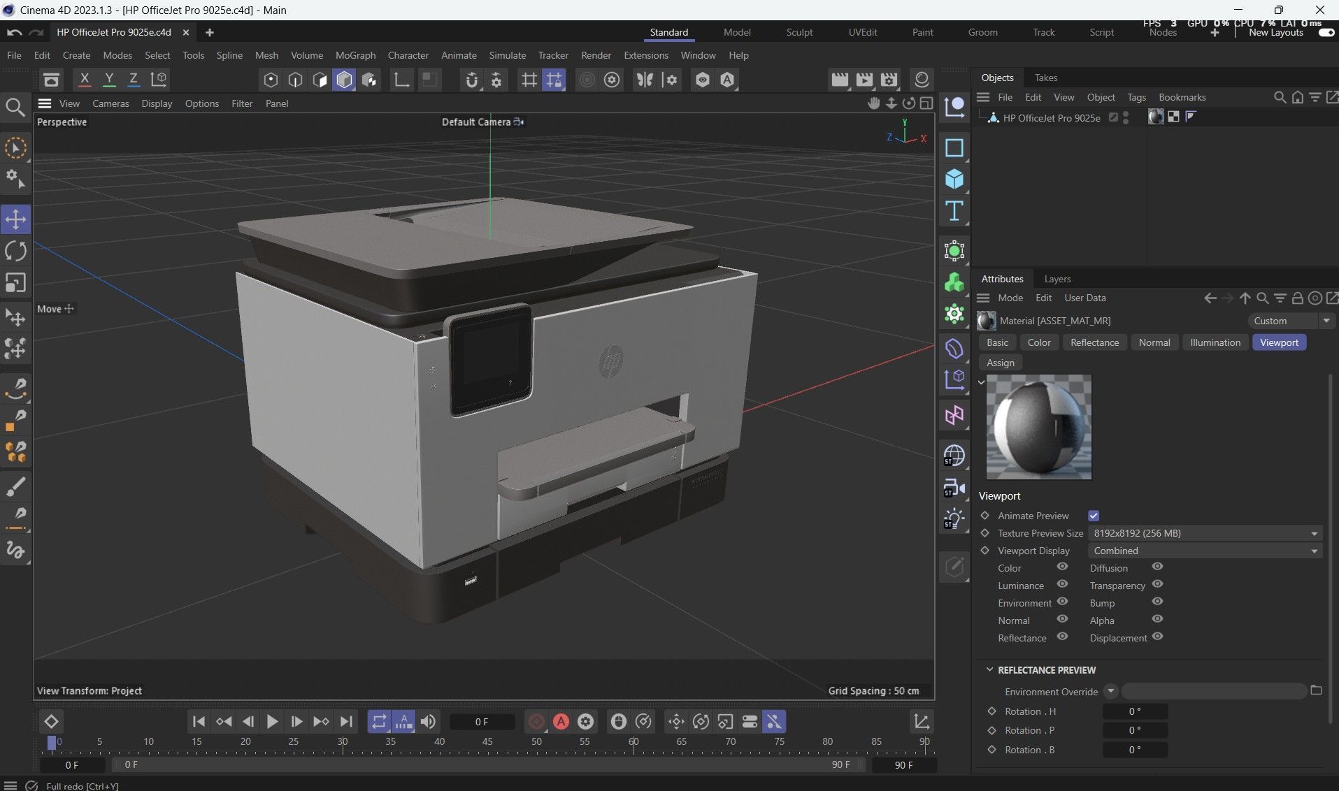 HP OfficeJet Pro 9025e Low-poly 3D model_22