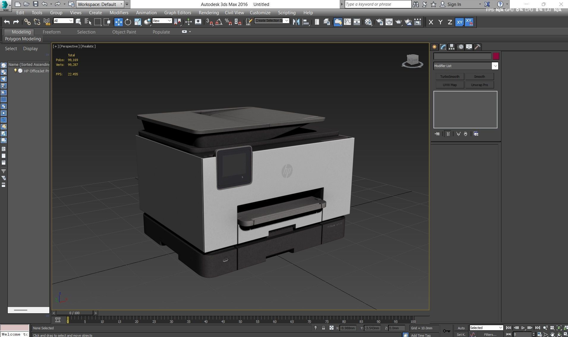 HP OfficeJet Pro 9025e Low-poly 3D model_23