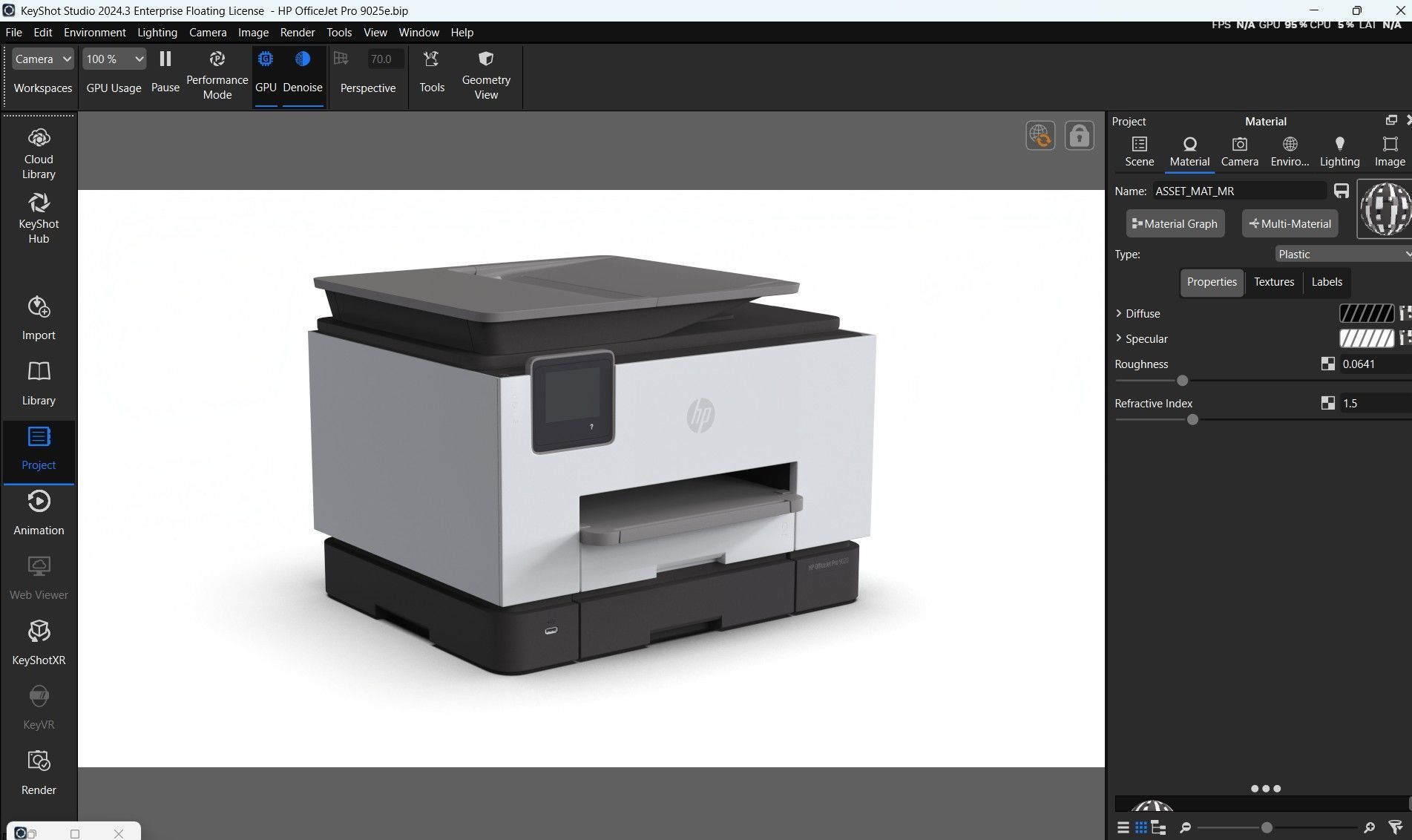 HP OfficeJet Pro 9025e Low-poly 3D model_20