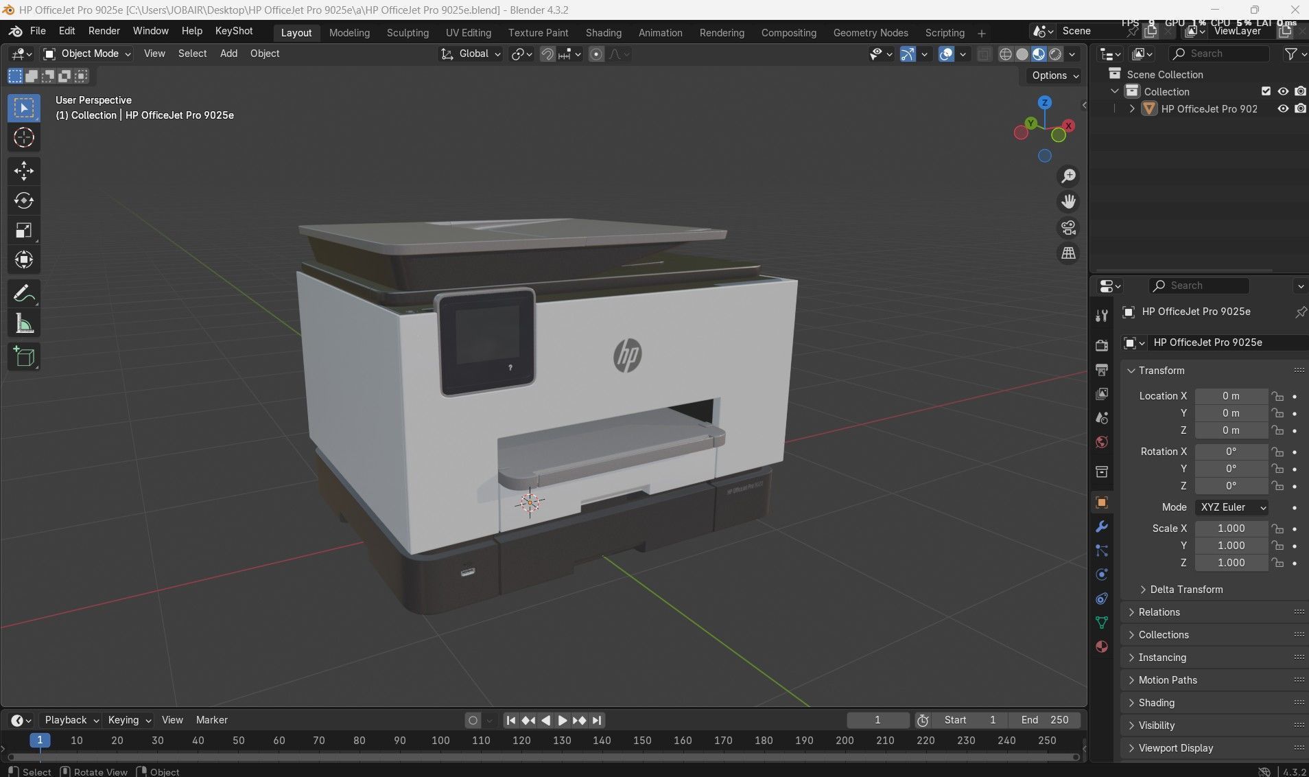 HP OfficeJet Pro 9025e Low-poly 3D model_24