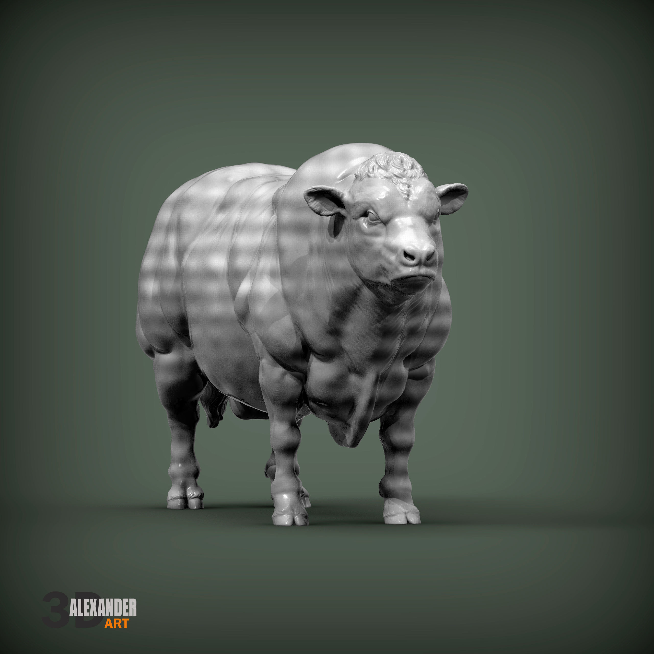 Belgian Blue bull 3D print model_4