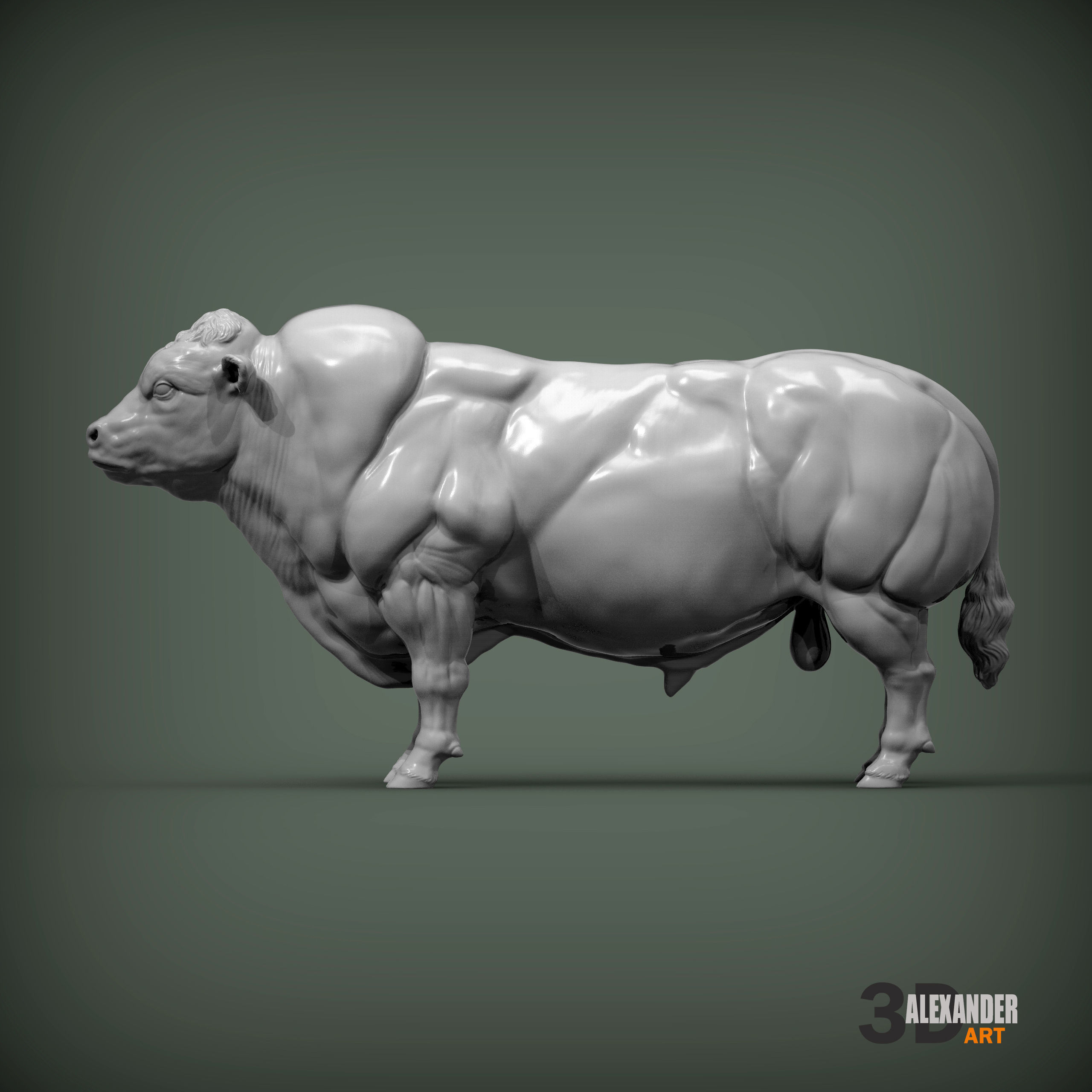 Belgian Blue bull 3D print model_2
