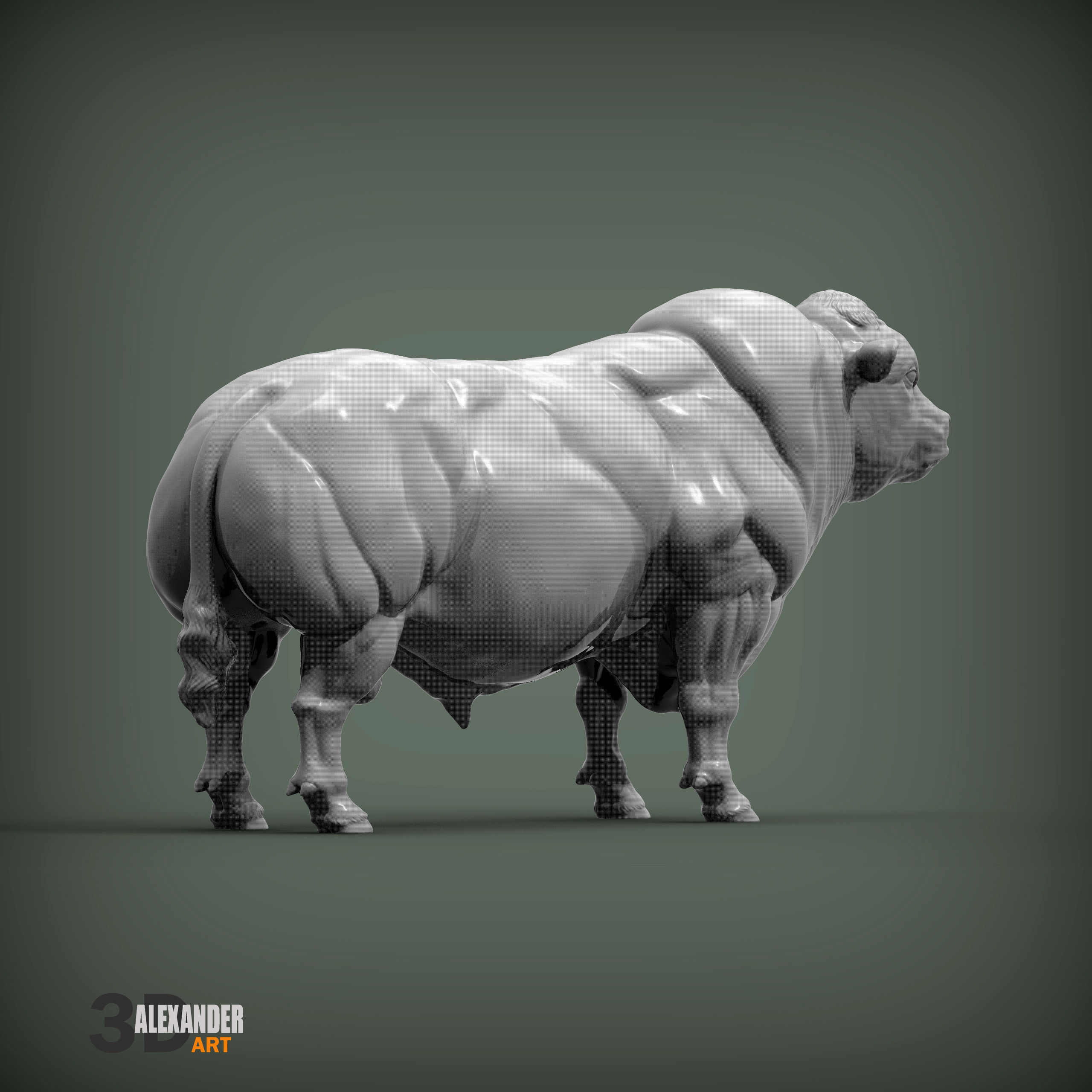 Belgian Blue bull 3D print model_5