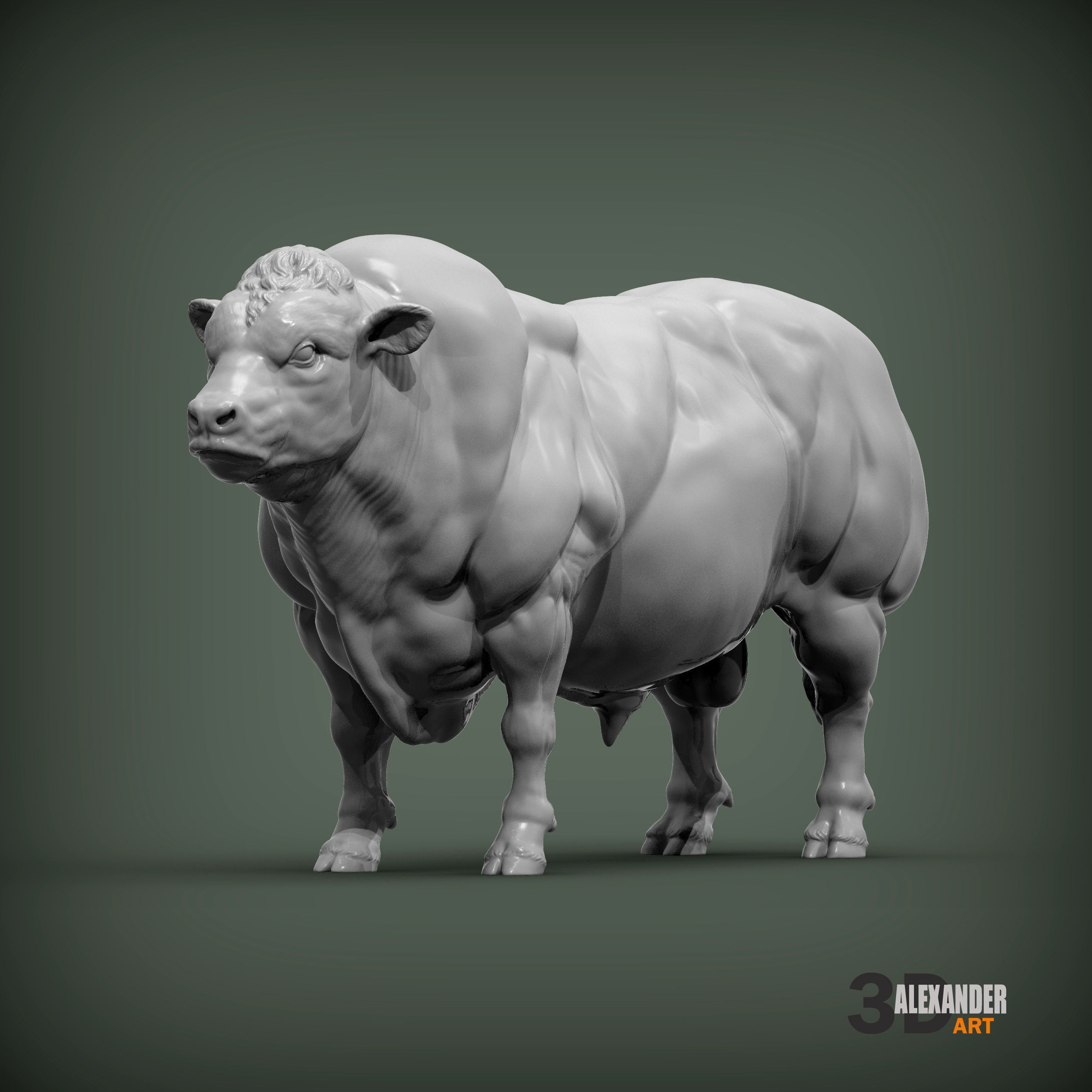 Belgian Blue bull 3D print model_1