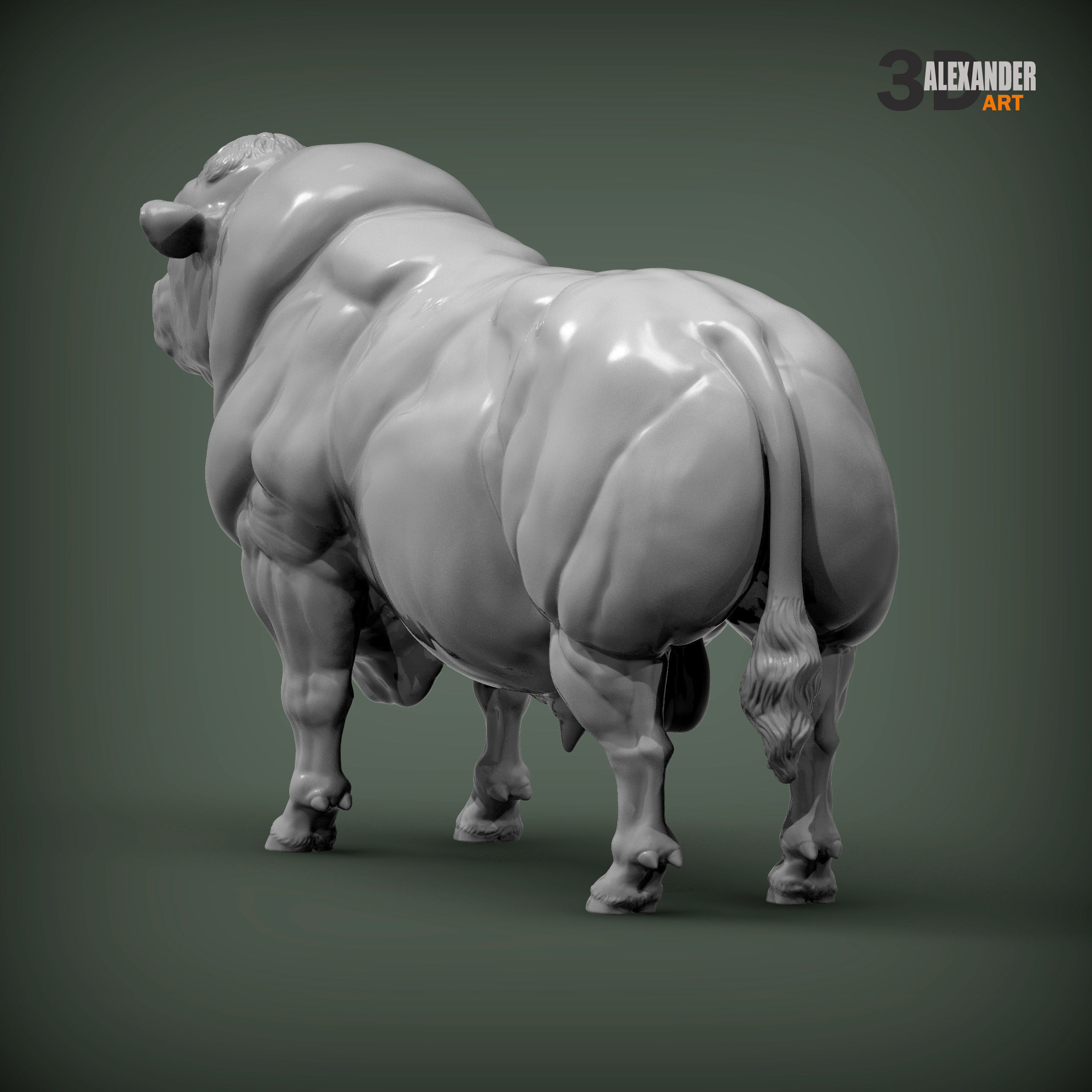 Belgian Blue bull 3D print model_3