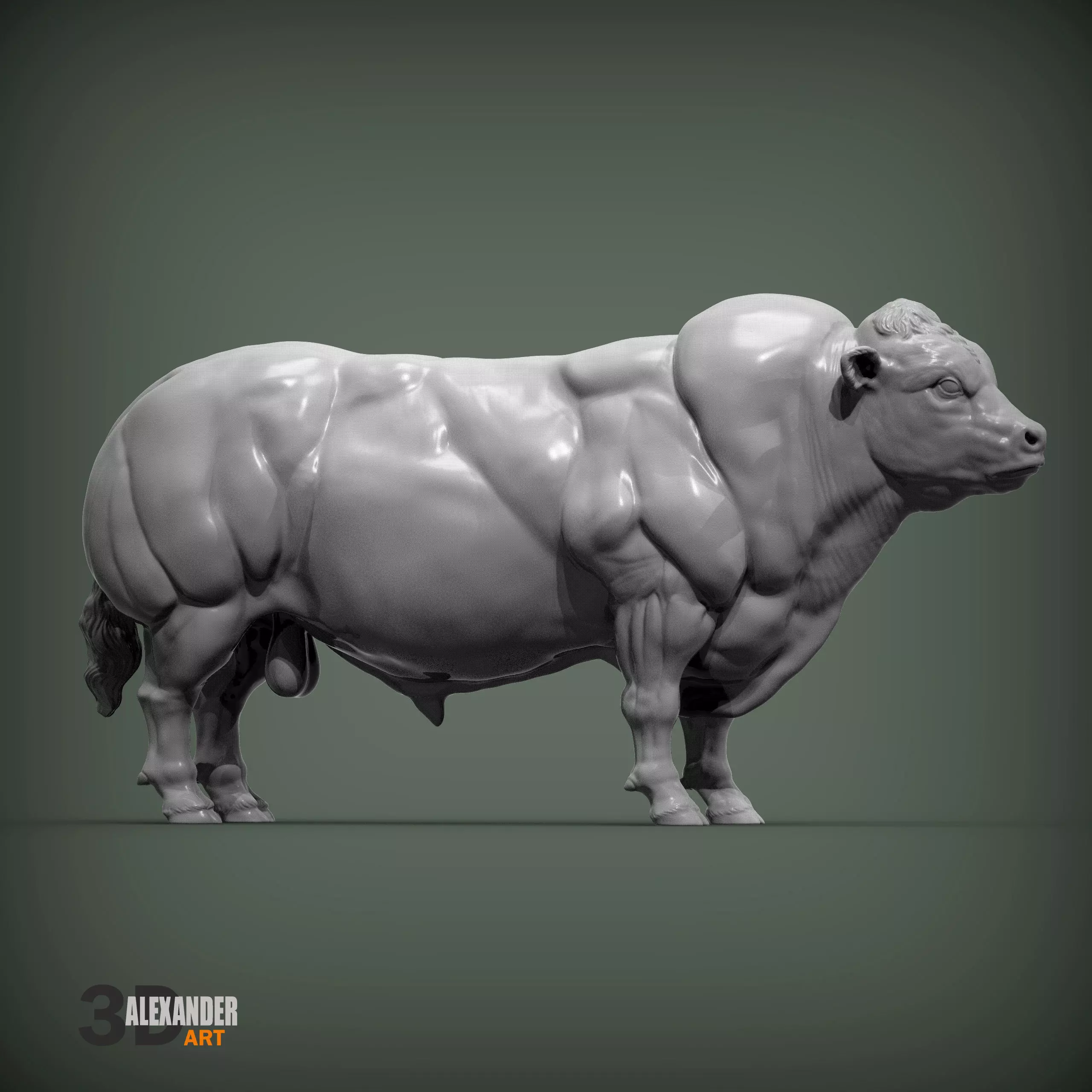 Belgian Blue bull 3D print model_0
