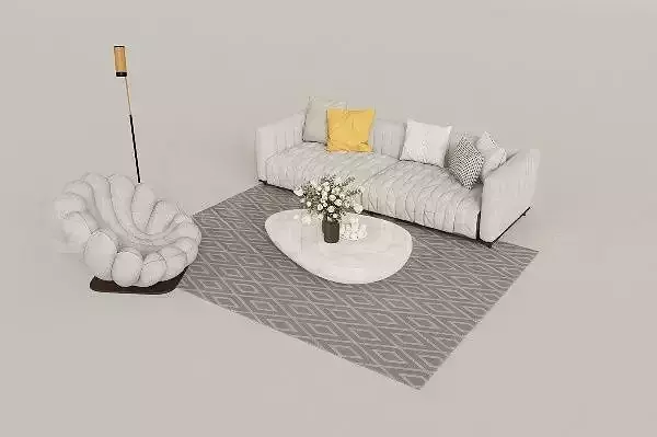 Sofa 3D Model with High Detail or Contemporary Sofa Low-poly 3D model