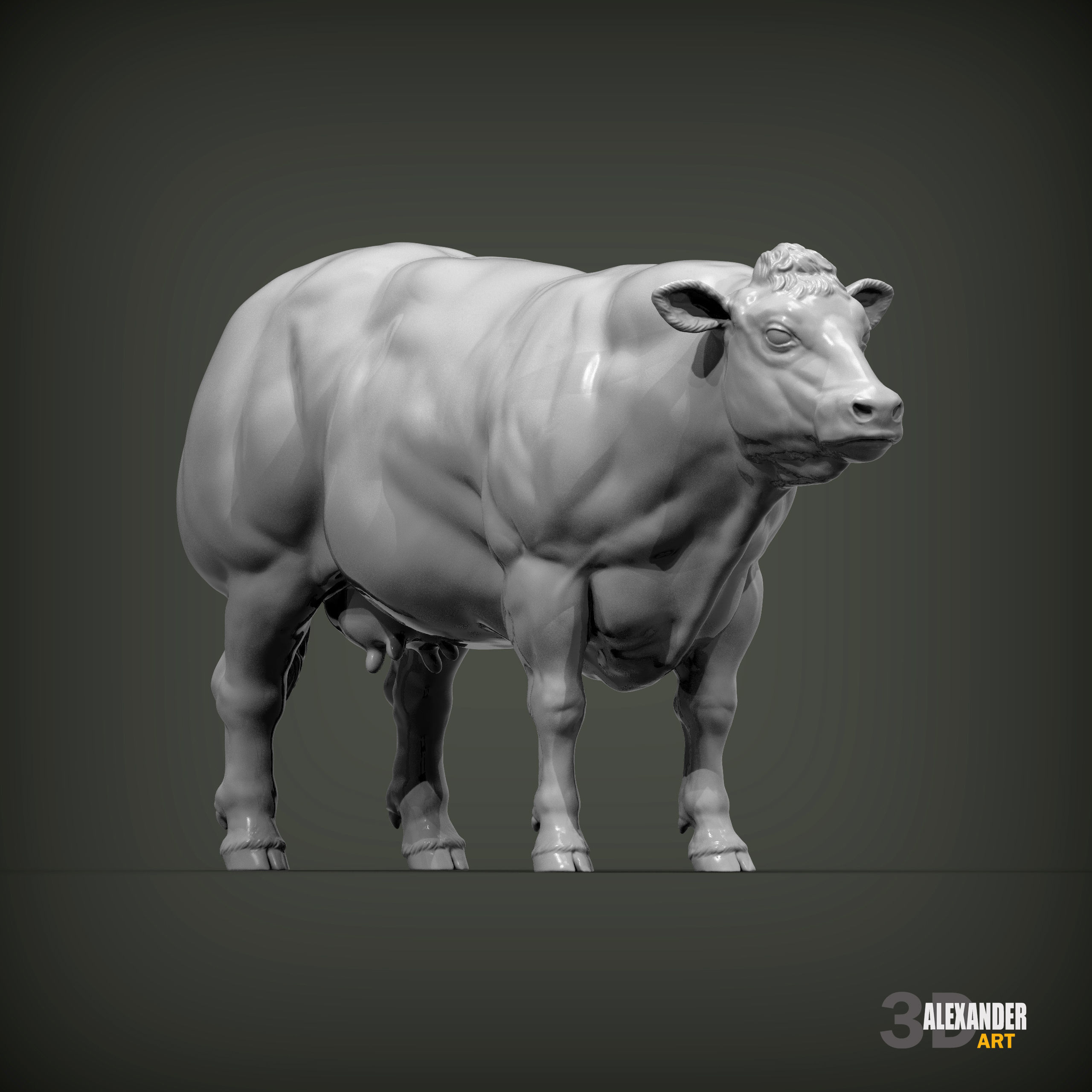 Belgian Blue Cow 3D print model_2