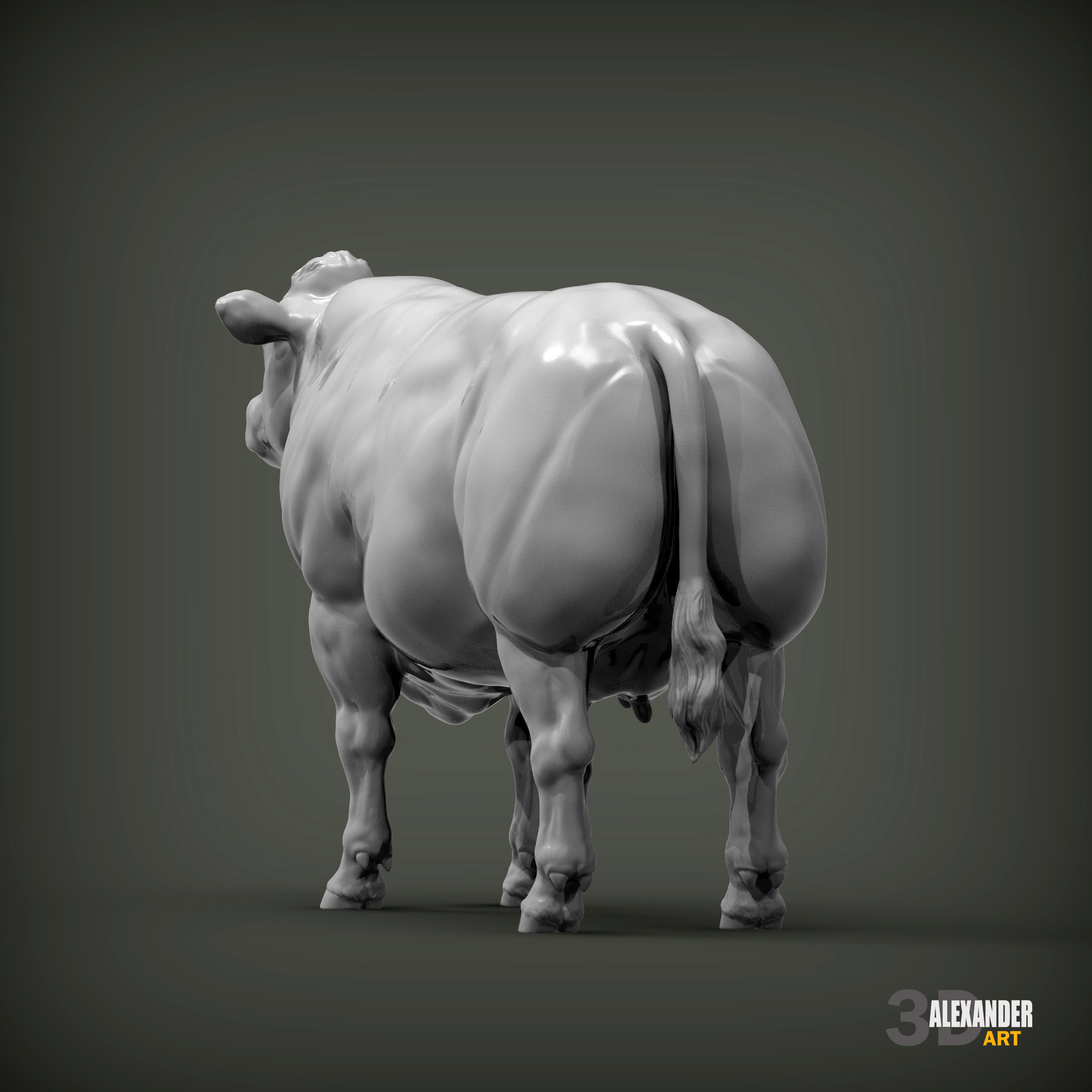 Belgian Blue Cow 3D print model_4