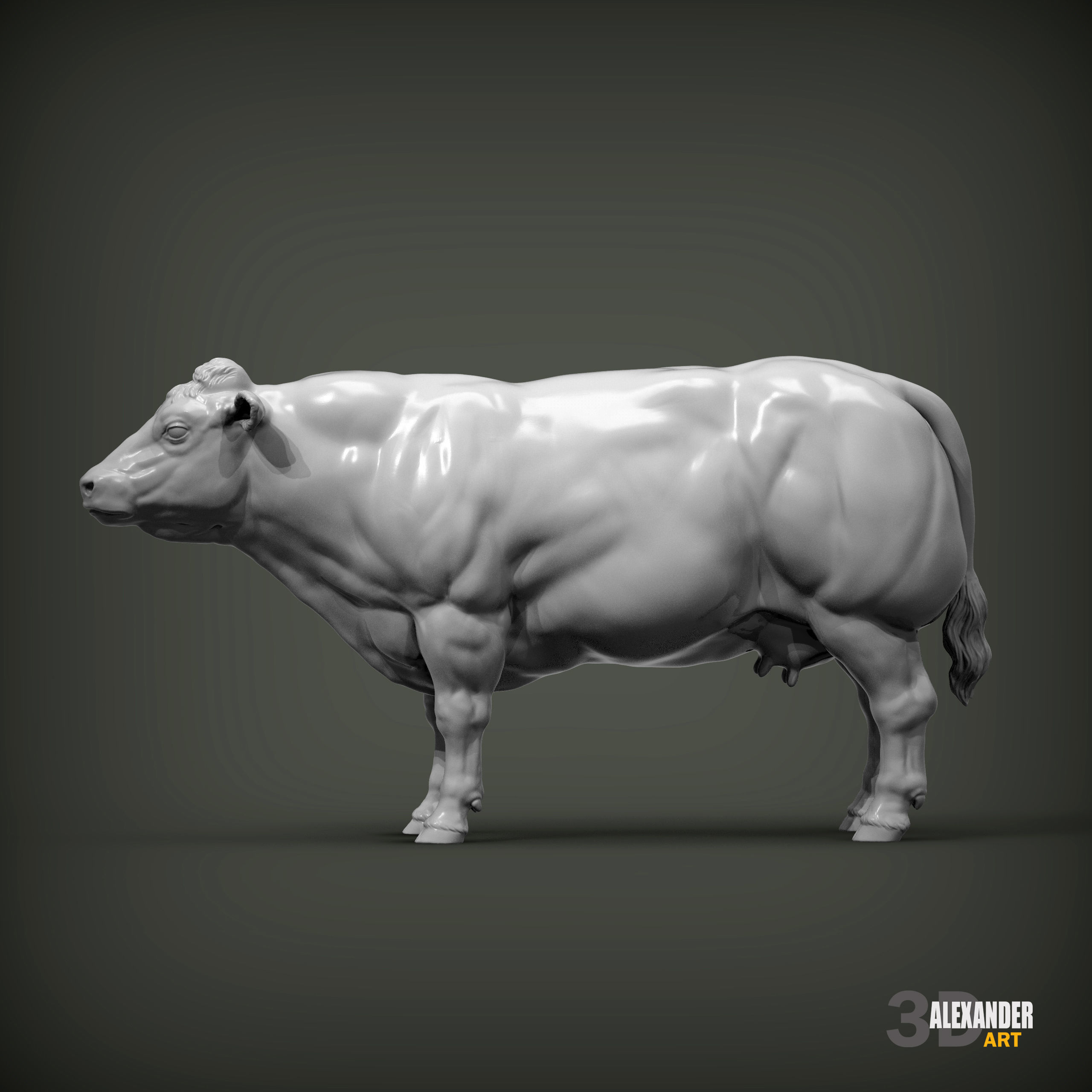 Belgian Blue Cow 3D print model_1