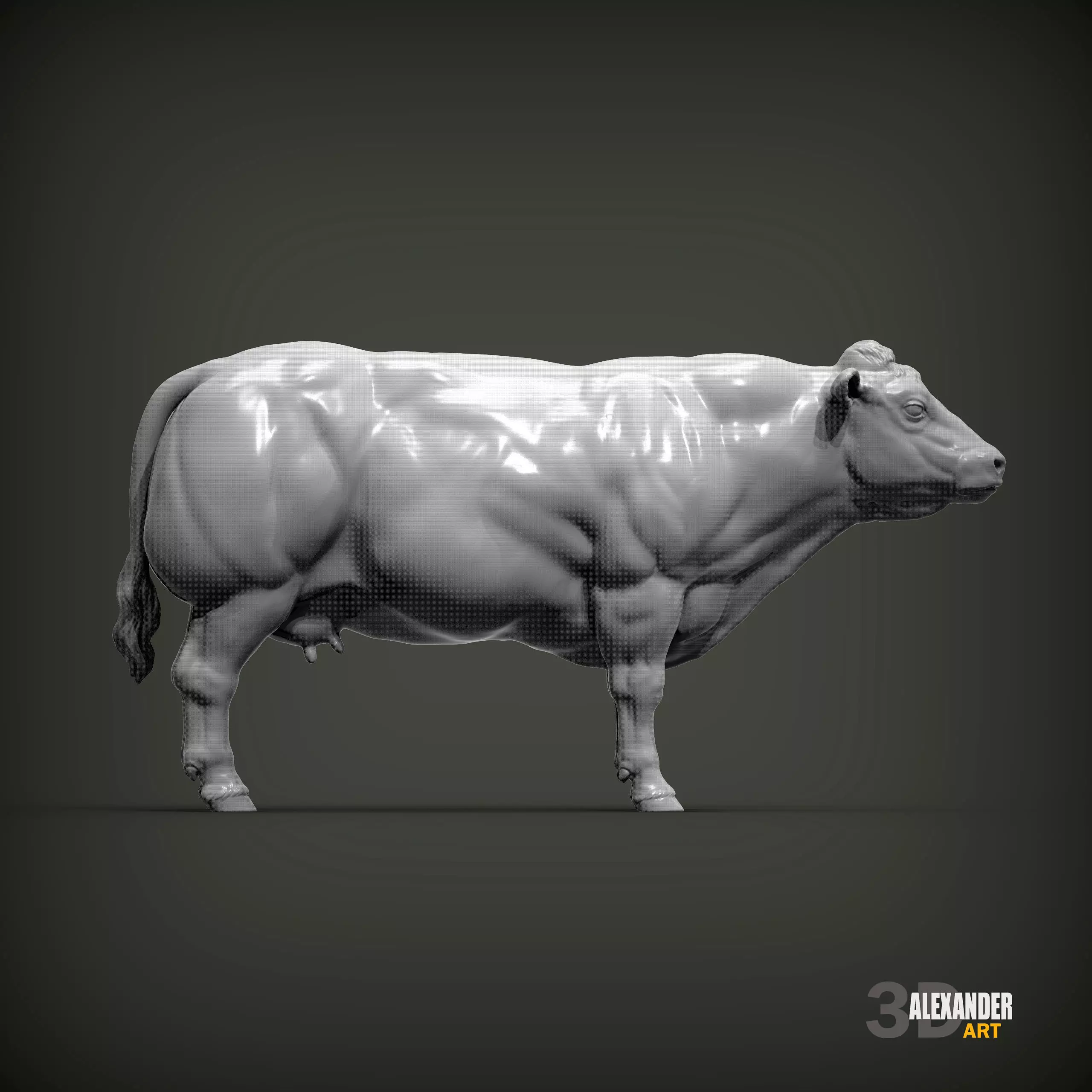 Belgian Blue Cow 3D print model_0