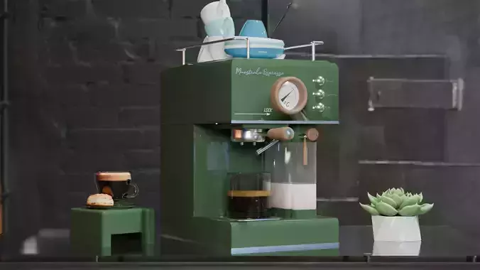 Premium Coffee Machine with Wood and Steel Accents