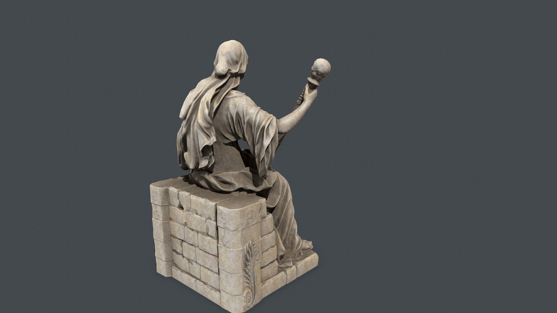 woman Statue Low-poly 3D model_8