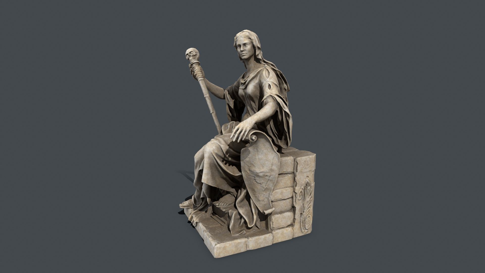woman Statue Low-poly 3D model_3